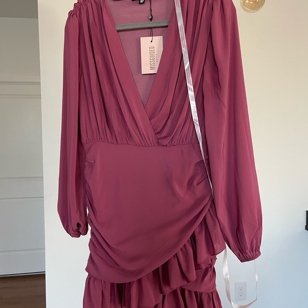 NWT Missguided Plum Wrap Bodycon Mini Dress- size US 4